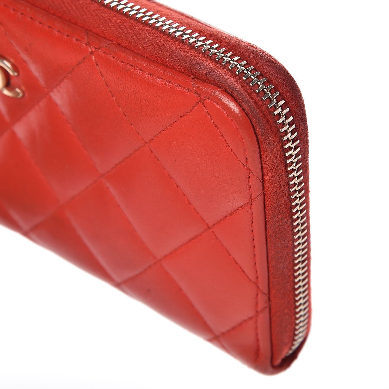 Chanel Lambskin Quilted Small Zip Around Wallet Red 11 of 14