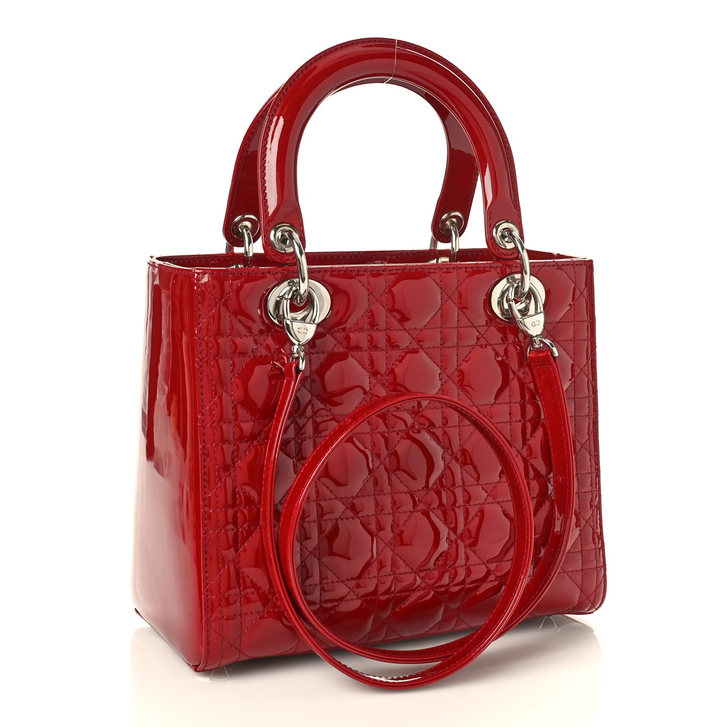 Patent Cannage Medium Lady Dior Red
