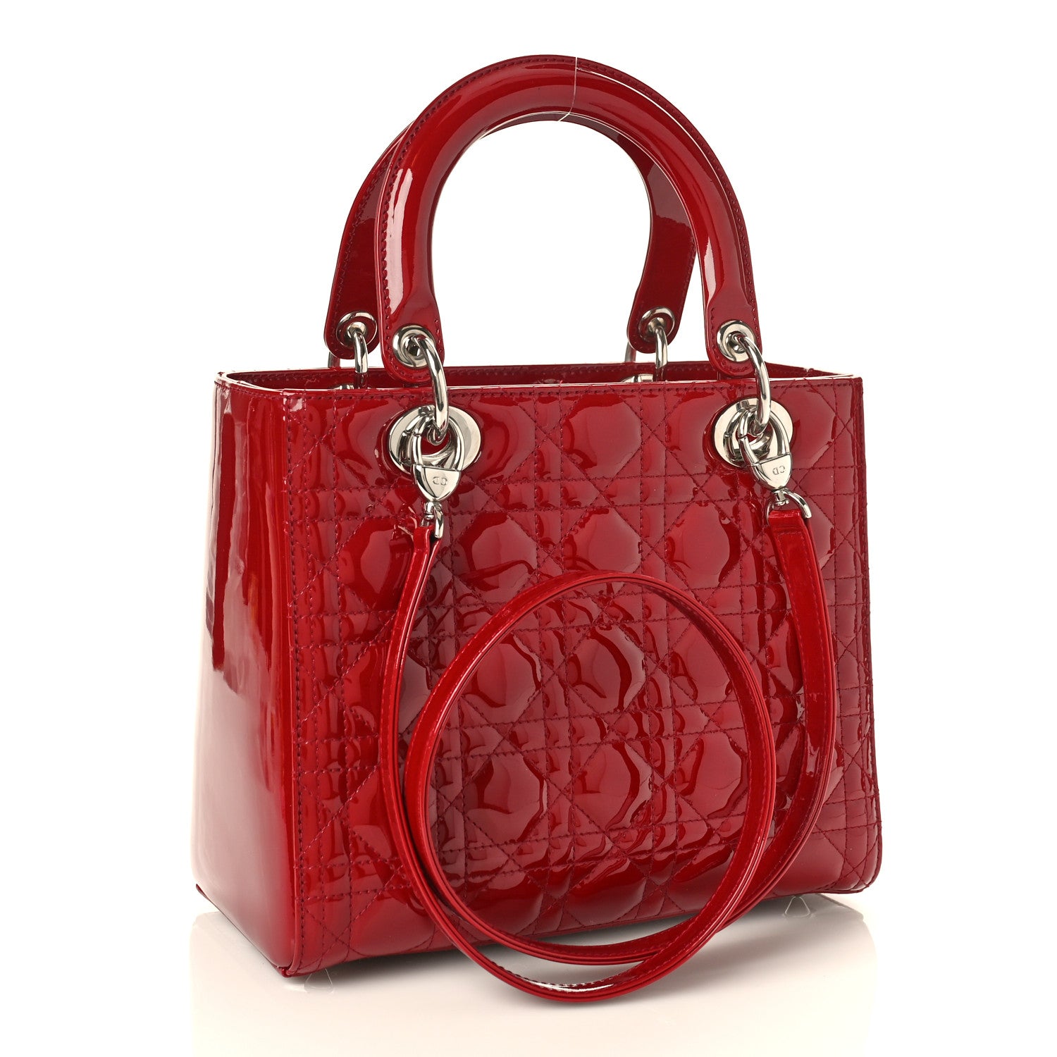 Christian Dior Patent Cannage Medium Lady Dior Red 3 of 8