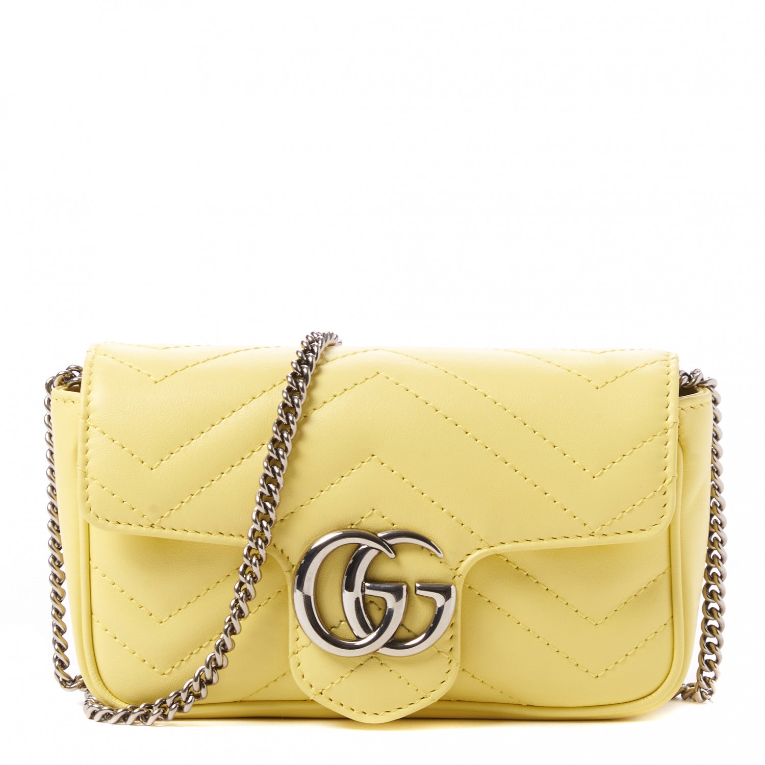 Gucci Calfskin Matelasse Super Mini GG Marmont Shoulder Bag Banana 1 of 10