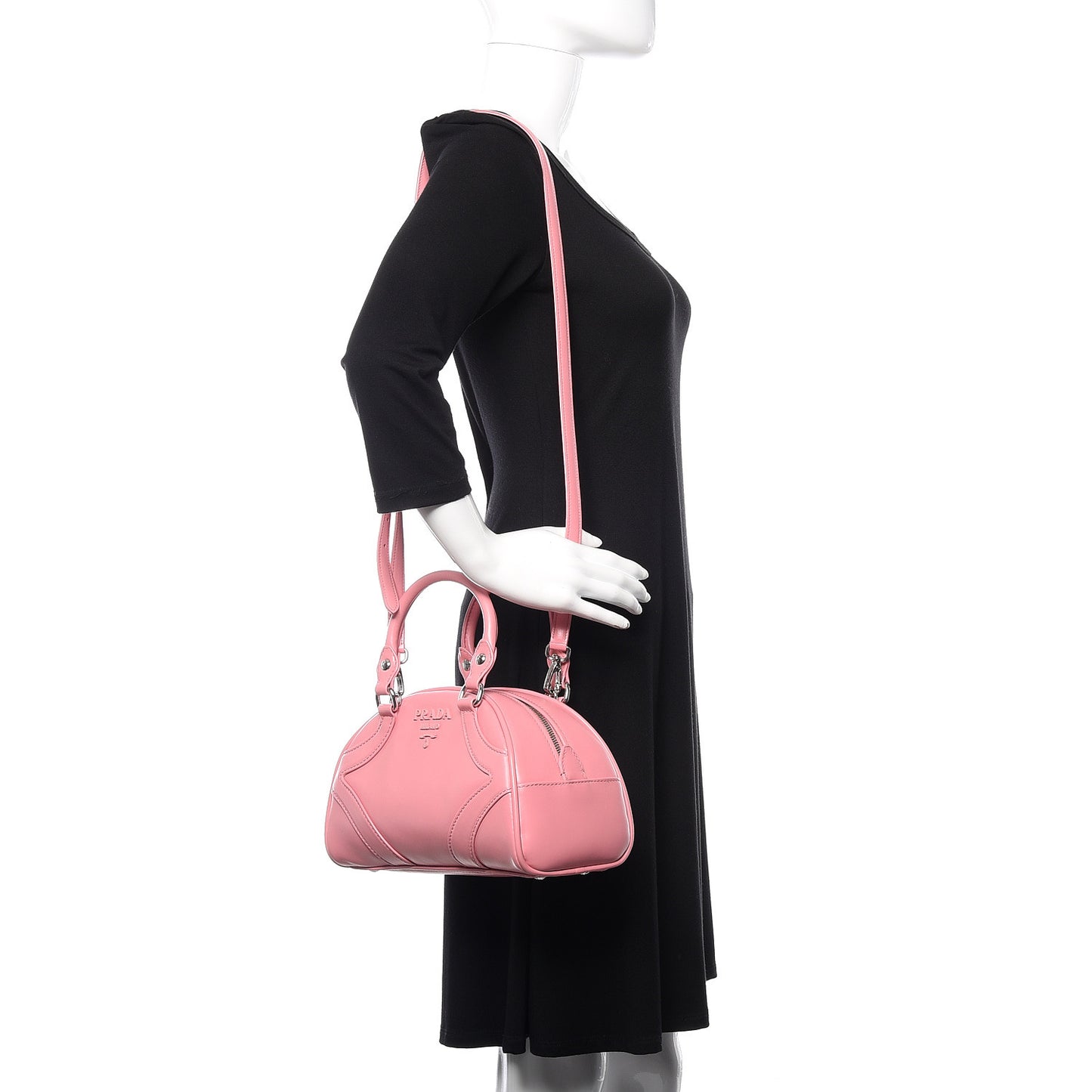 Soft Calfskin Monochrome Bowling Bag Petalo