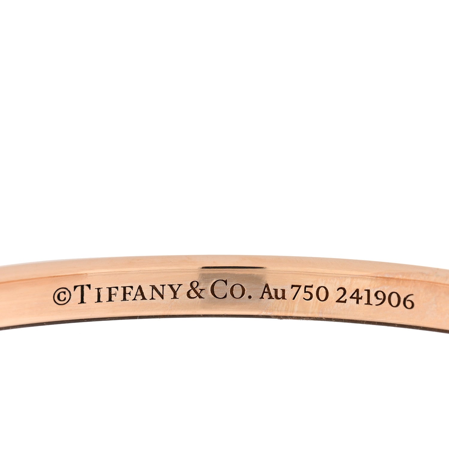Tiffany 18K Rose White Gold Narrow Tiffany Lock Bangle Bracelet 4 of 5
