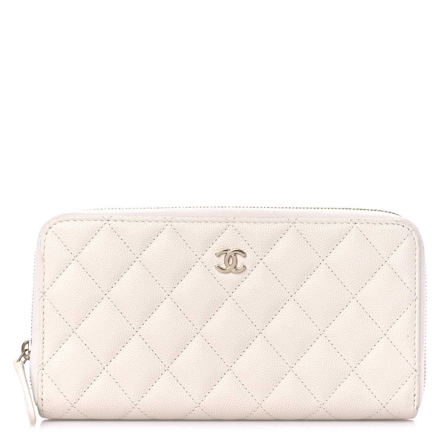 Chanel Caviar Quilted Large Gusset Zip Around Wallet White 1 of 17