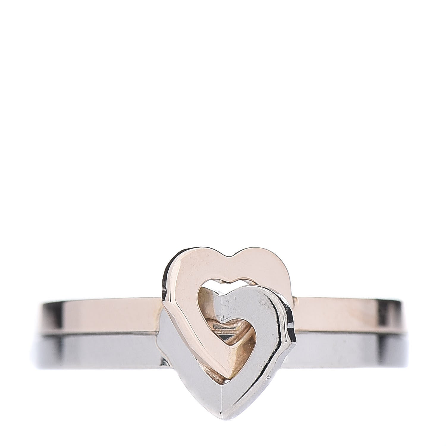 Cartier 18K White Pink Gold Double Heart Ring 50 5.25 1 of 6