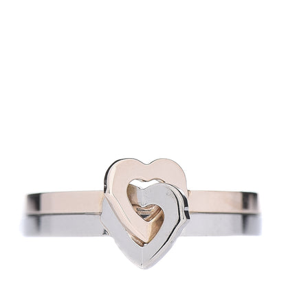 Cartier 18K White Pink Gold Double Heart Ring 50 5.25 1 of 6
