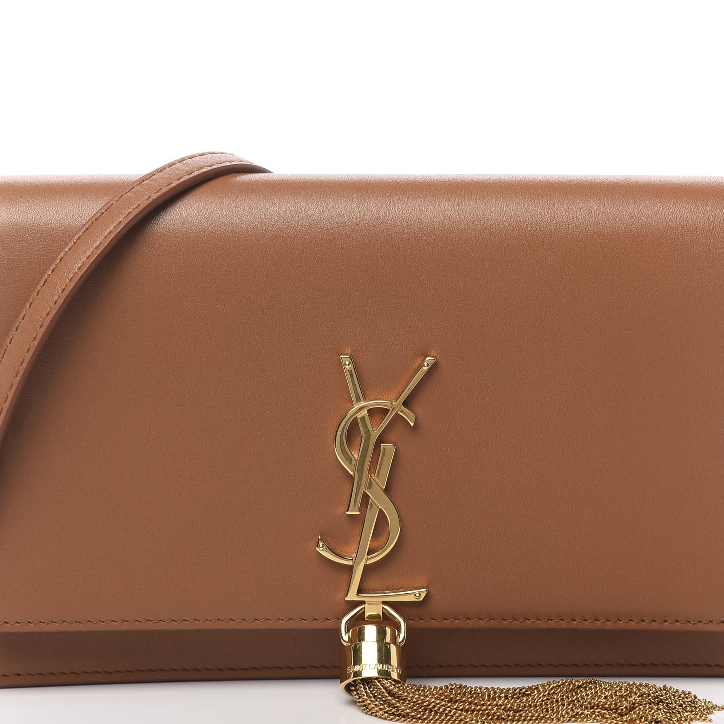 Smooth Calfskin Classic Monogram Kate Tassel Chain Wallet Brown