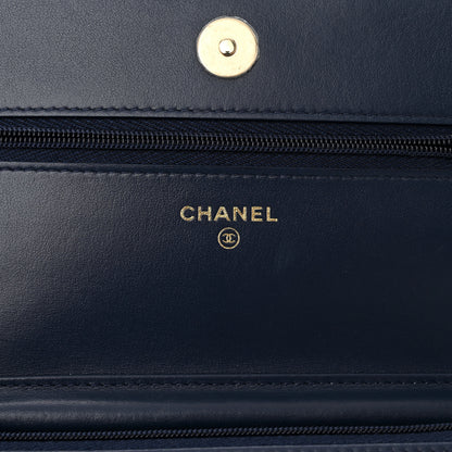 Chanel Denim Printed Wallet On Chain WOC Dark Blue 6 of 11
