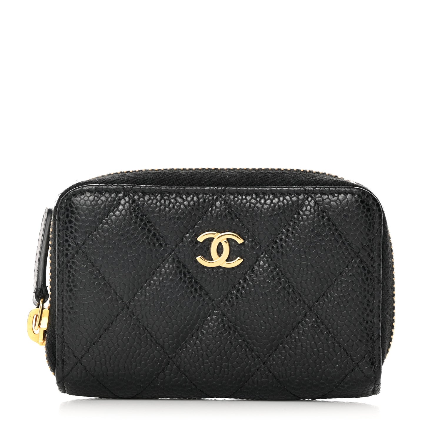 Caviar Quilted Zip Coin Purse Black
