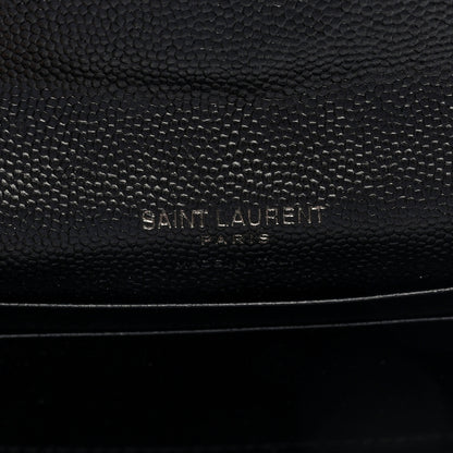 Saint Laurent Grain De Poudre Matelasse Chevron Small Monochome Monogram Envelope Wallet Black 7 of 7