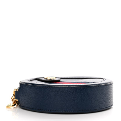 Gucci Soft Textured Calfskin Web Mini Ophidia Round Shoulder Bag Blue Agata 4 of 12