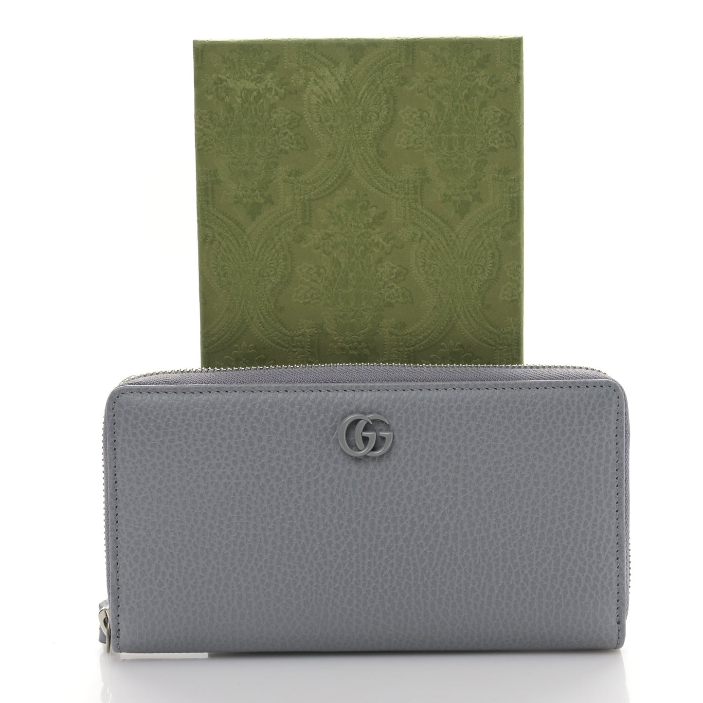 Dollar Calfskin Monochrome GG Marmont Zip Around Wallet Deep Grey