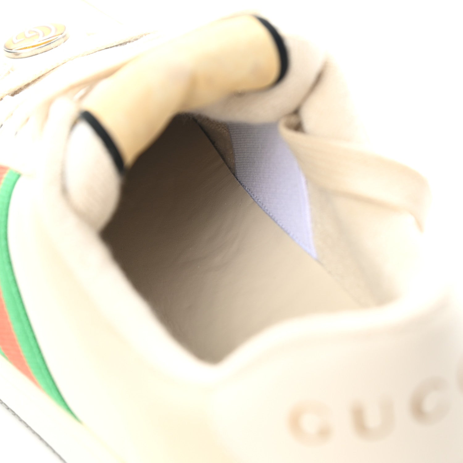 Gucci Nylon Nubuck Web Womens Screener Sneakers 39.5 Mystic White Dusty Milk 12 of 12