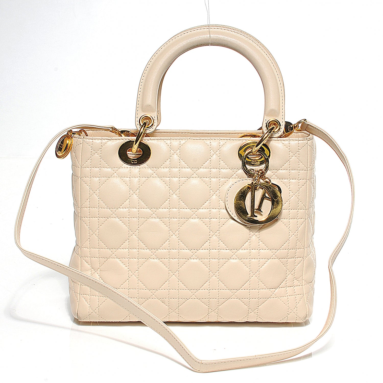 Christian Dior Lambskin Cannage Medium Lady Dior Beige 1 of 8