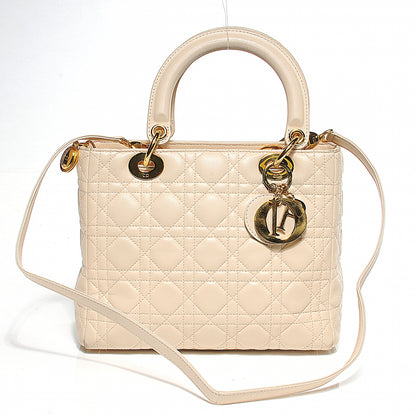 Christian Dior Lambskin Cannage Medium Lady Dior Beige 1 of 8