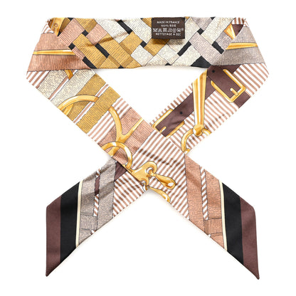 Hermes Silk Mors a Jouets Chemise Twilly Chocolate Gold Black 1 of 4