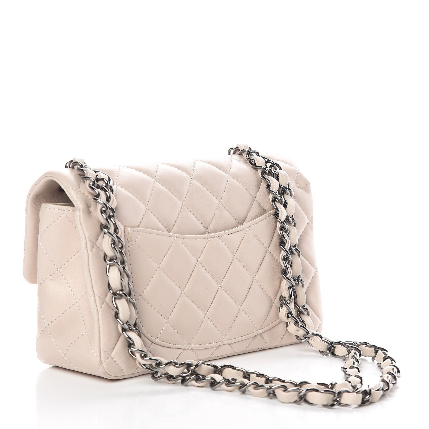 Chanel Lambskin Quilted Mini Rectangular Flap Light Beige 3 of 16