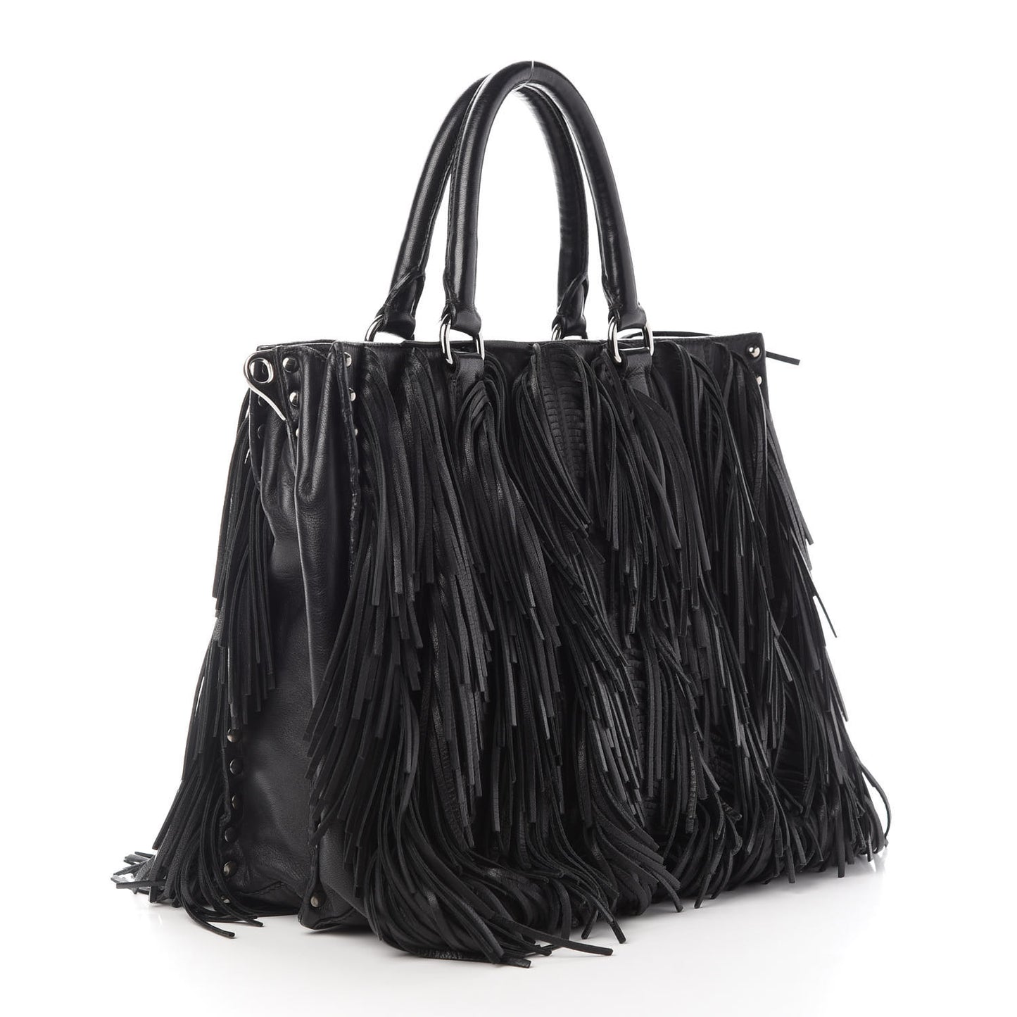 Nappa Fringe Tote Black