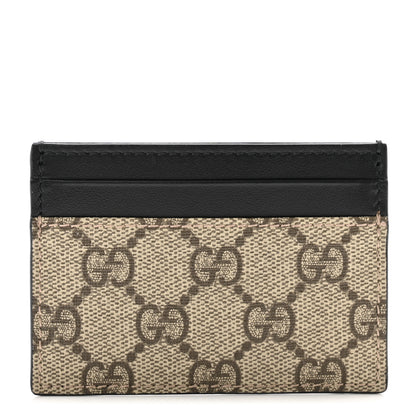 Gucci GG Supreme Monogram Calfskin Card Holder Beige Black 1 of 7
