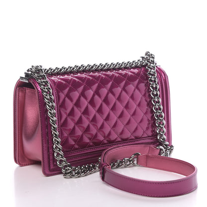 Chanel Metallic Patent Calfskin Quilted Medium Boy Flap Pink 3 of 13