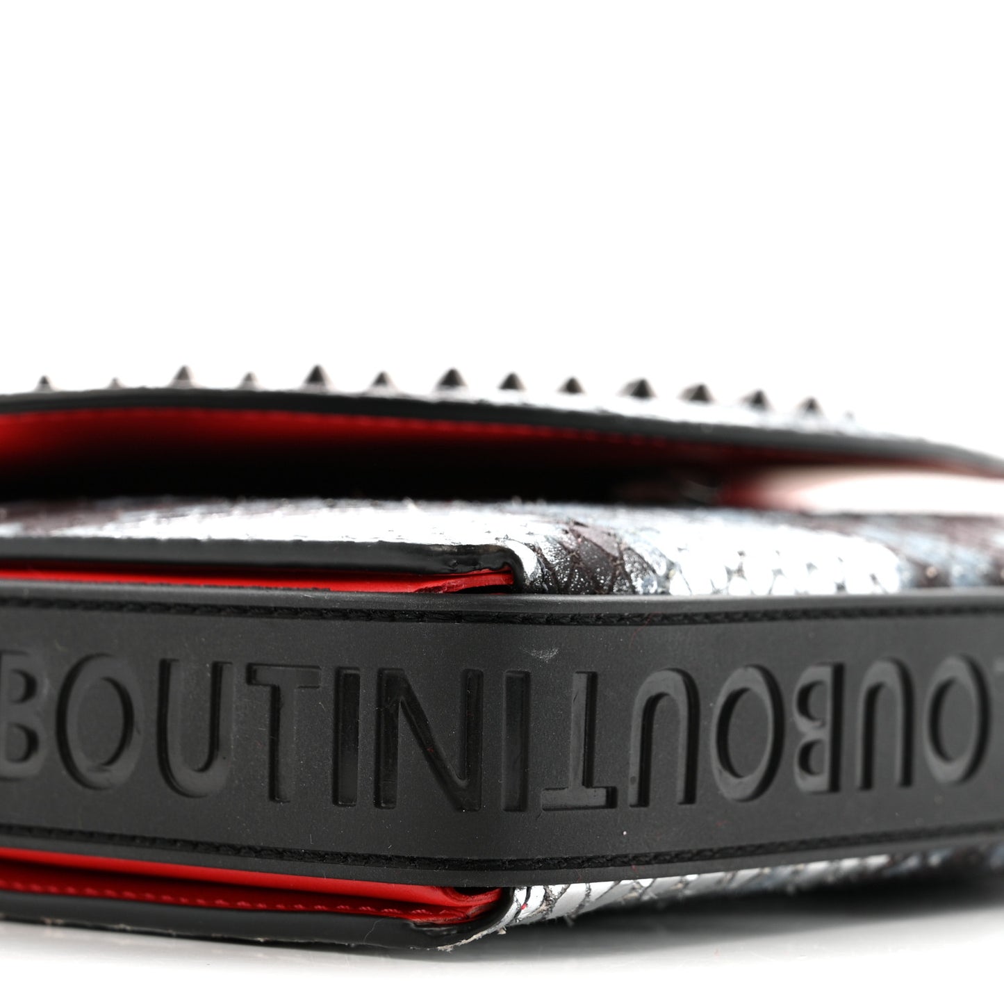 Metallic Snakeskin Spiked Explorafunk Wallet On Strap Gunmetal Black Multicolor