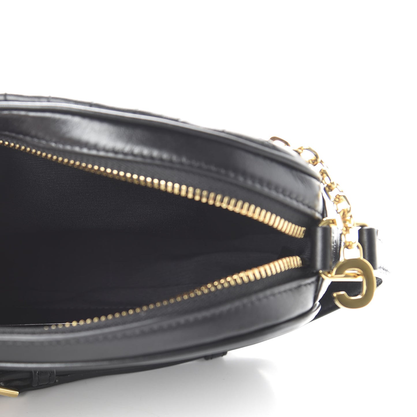 Calfskin Quilted Small C Charm Bag Black