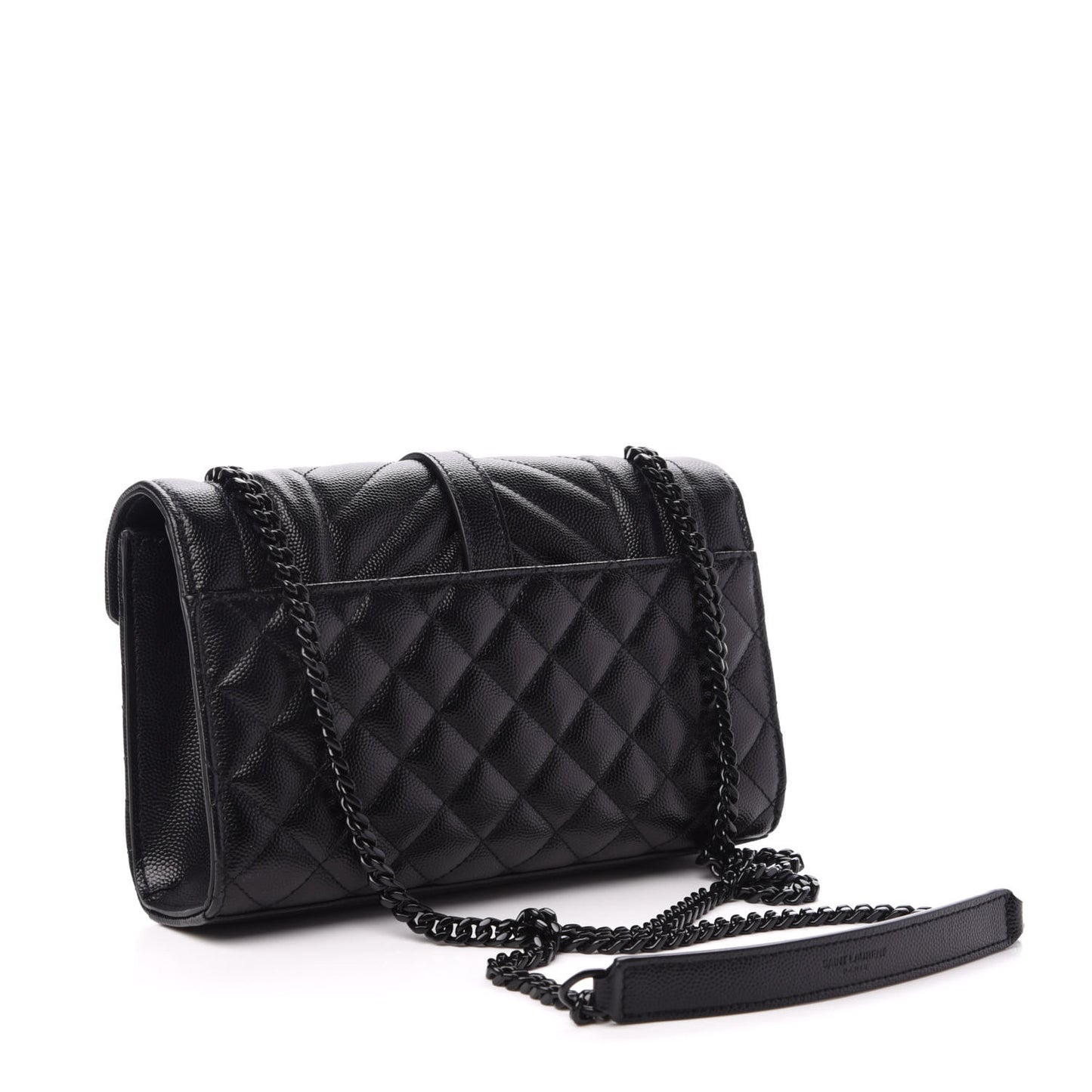 Grain De Poudre Textured Mixed Matelasse Triquilt Small Monogram Satchel Black