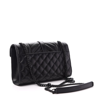 Saint Laurent Grain De Poudre Textured Mixed Matelasse Triquilt Small Monogram Satchel Black 3 of 10