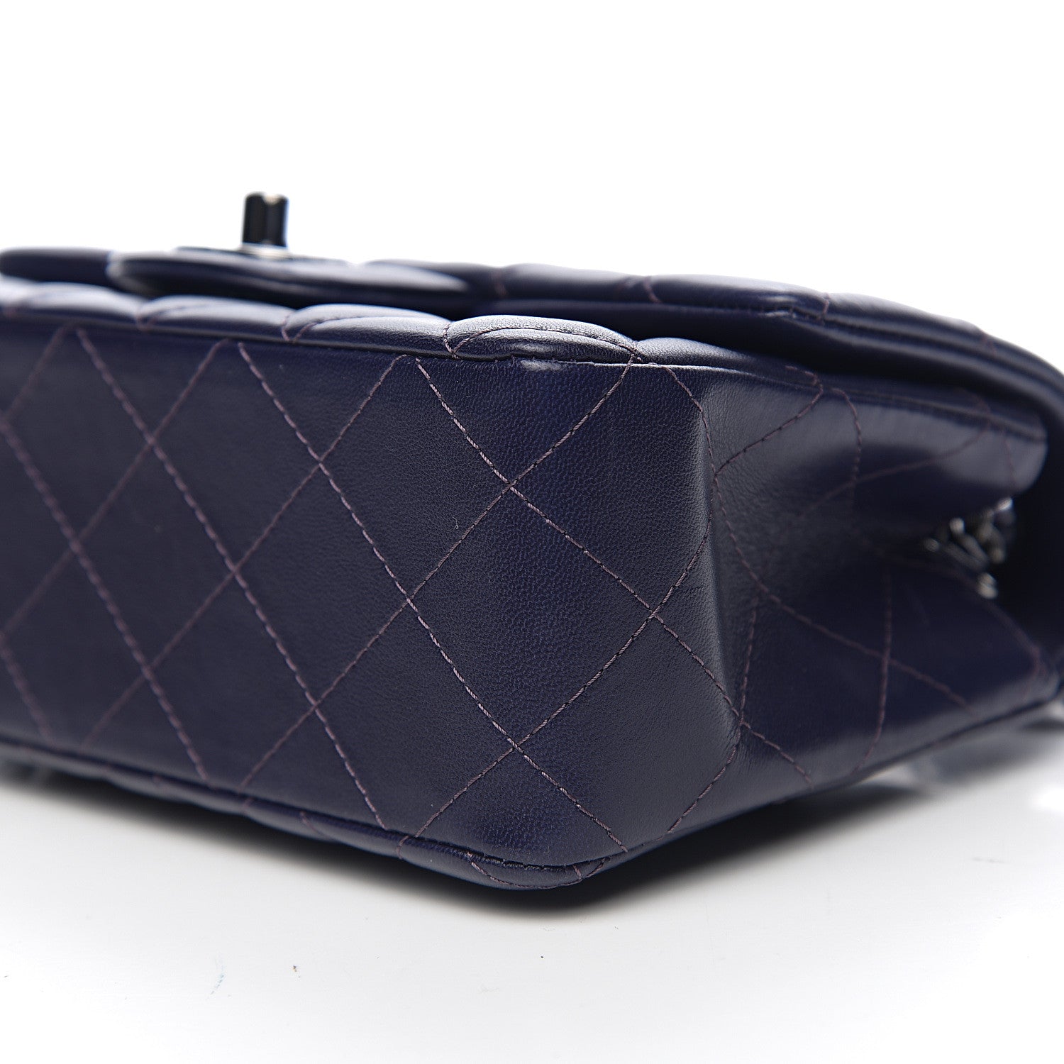 Chanel Lambskin Quilted Mini Rectangular Flap Dark Purple 5 of 9