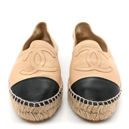 Chanel Lambskin CC Espadrilles 38 Beige Black 2 of 9
