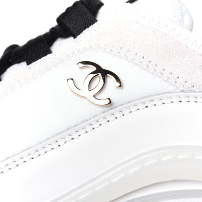 Chanel Velvet Calfskin Mixed Fibers CC Sneakers 38 Ivory Black 11 of 12