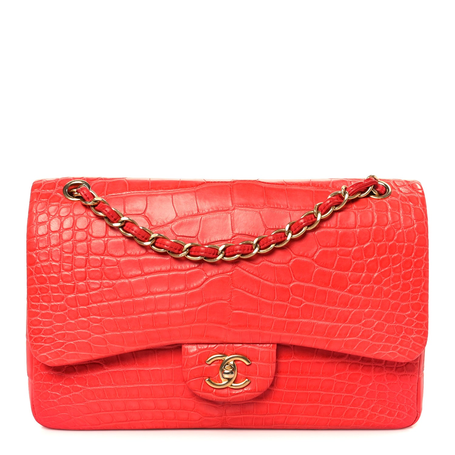 Chanel Alligator Jumbo Double Flap Red 1 of 11