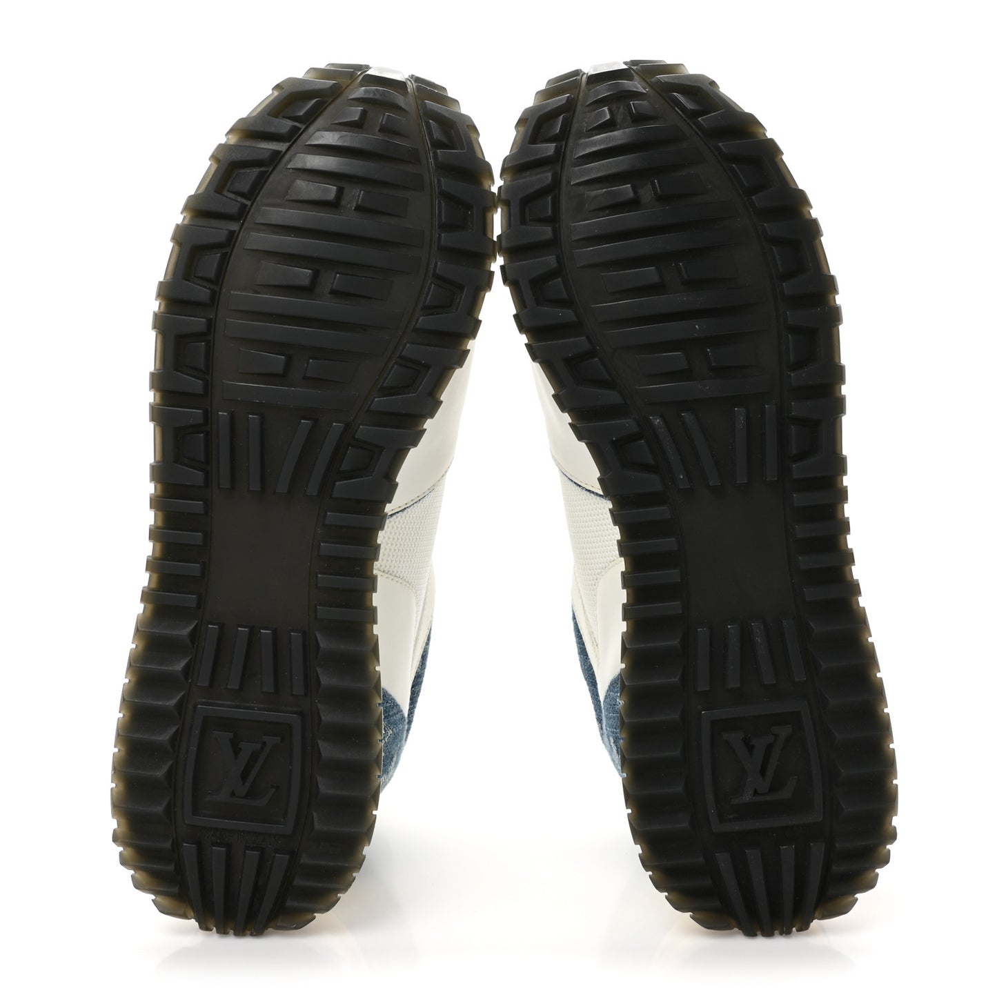 Calfskin Monogram Denim Run Away Sneakers 37.5 White
