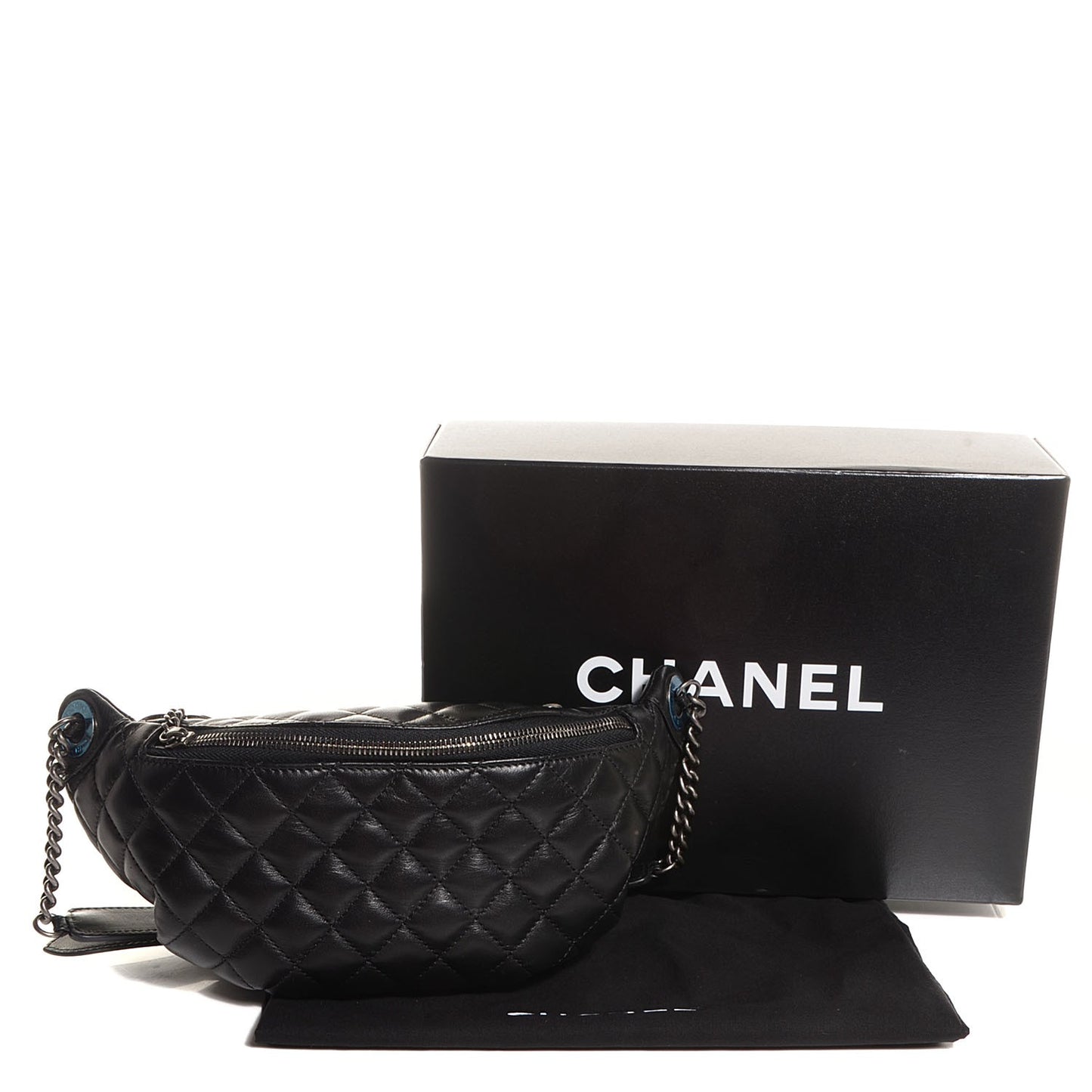 Lambskin Quilted CC Banane Waist Bag Black