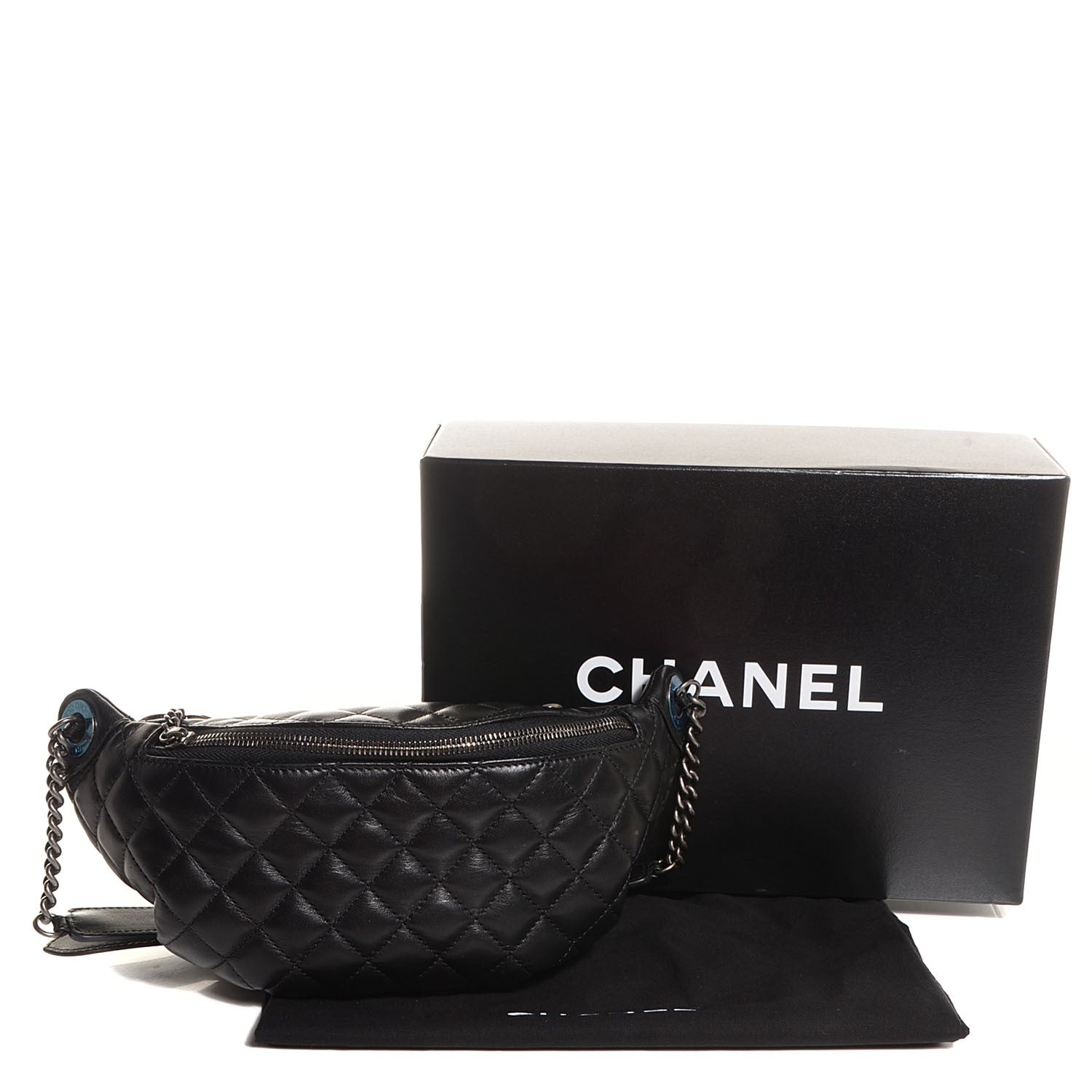 Chanel Lambskin Quilted CC Banane Waist Bag Black 5 of 8