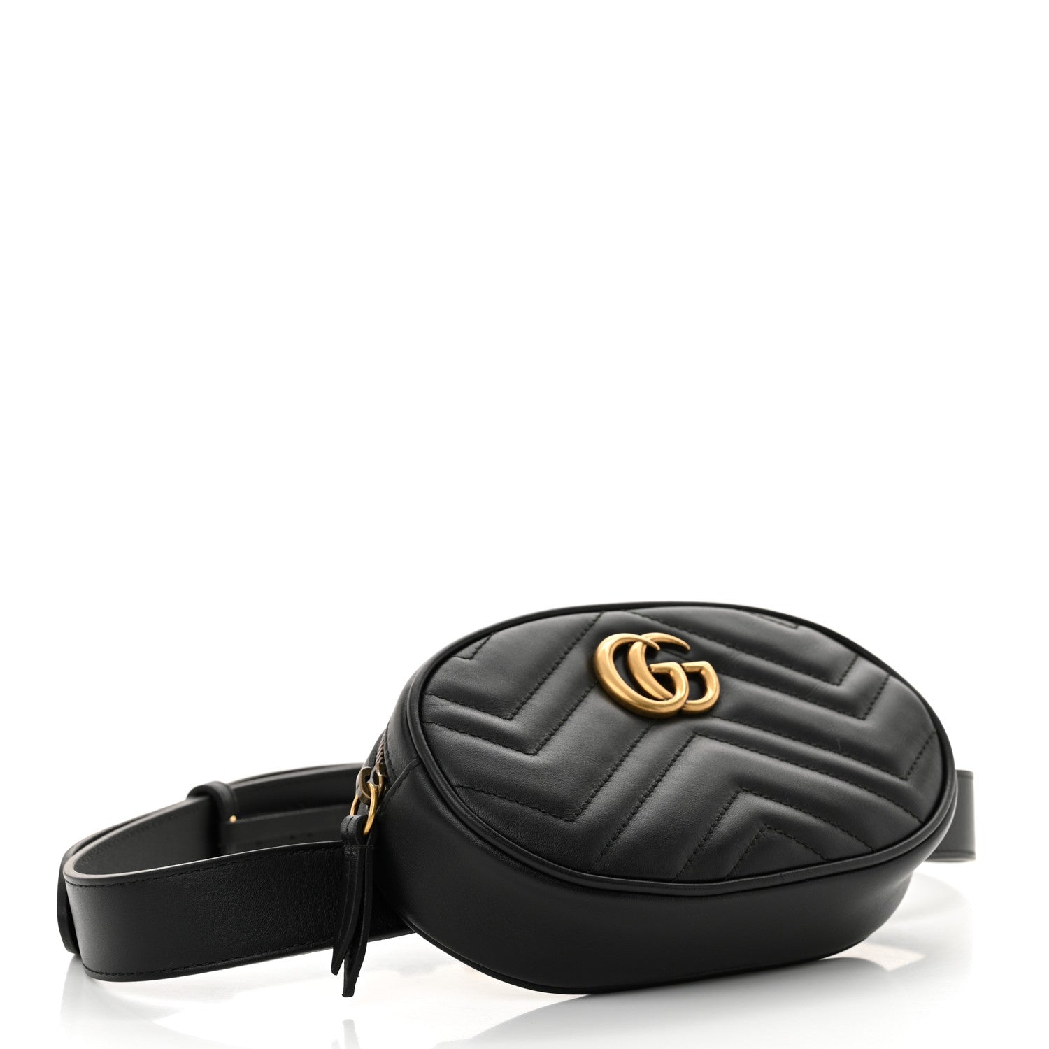 Gucci Calfskin Matelasse GG Marmont Belt Bag 85 34 Black 4 of 10