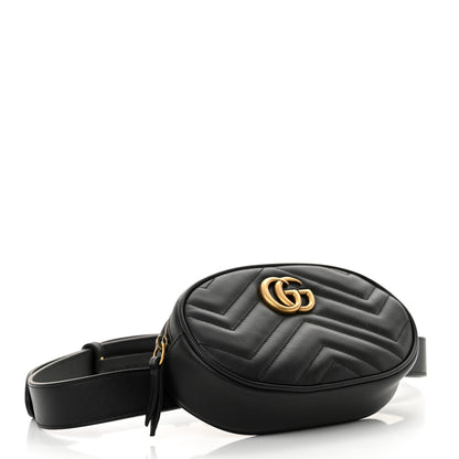 Gucci Calfskin Matelasse GG Marmont Belt Bag 85 34 Black 4 of 10