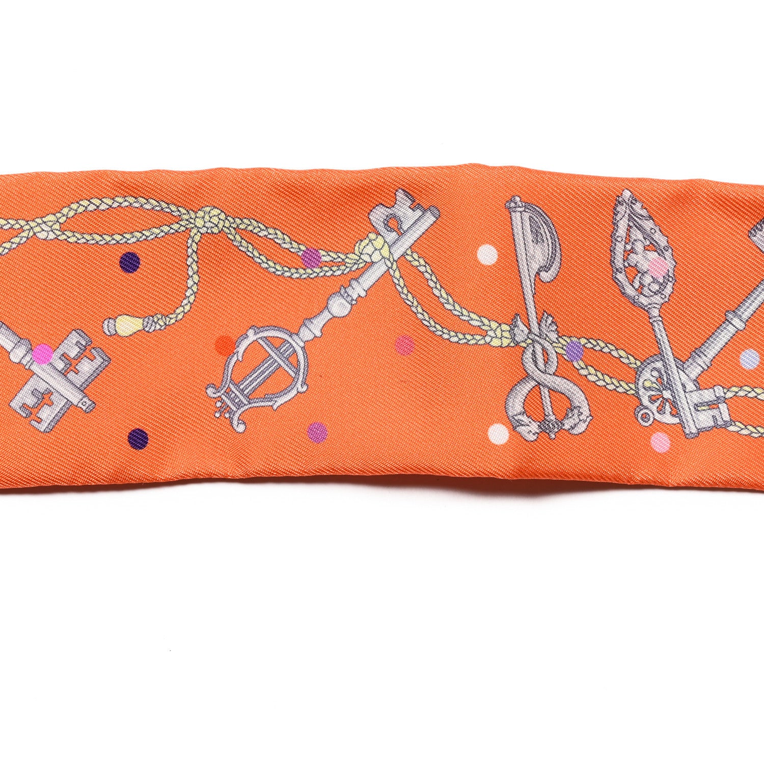 Hermes Silk Les Cles A Pois Twilly Abricot Gris Acier 5 of 5