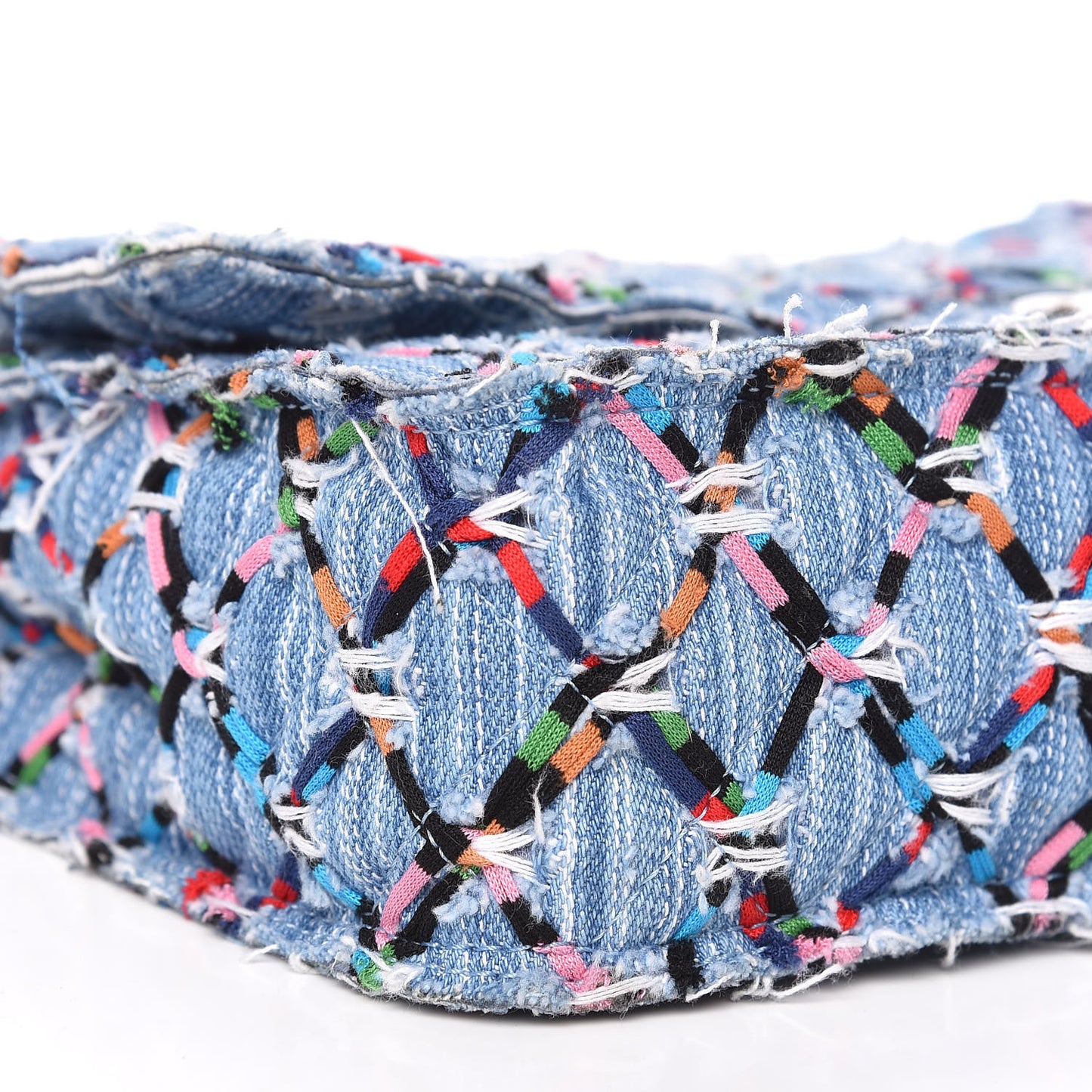 Woven Denim Medium Flap Multicolor