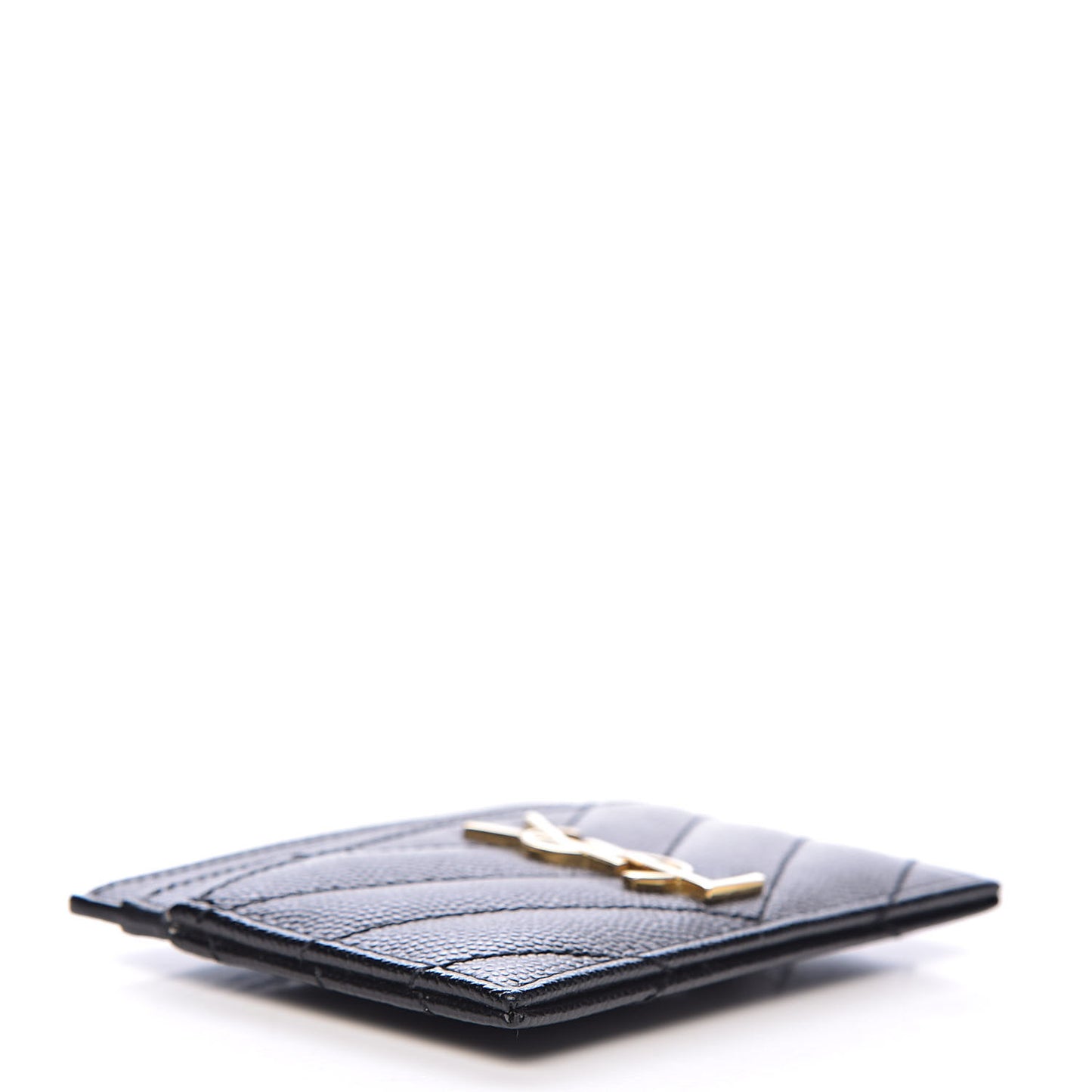 Grain De Poudre Matelasse Chevron Monogram Credit Card Case Black