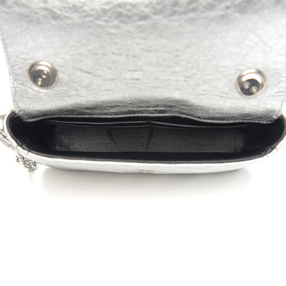 Balenciaga Metallic Arena Calfskin Logo Matelasse BB Chain Wallet Argent 4 of 8