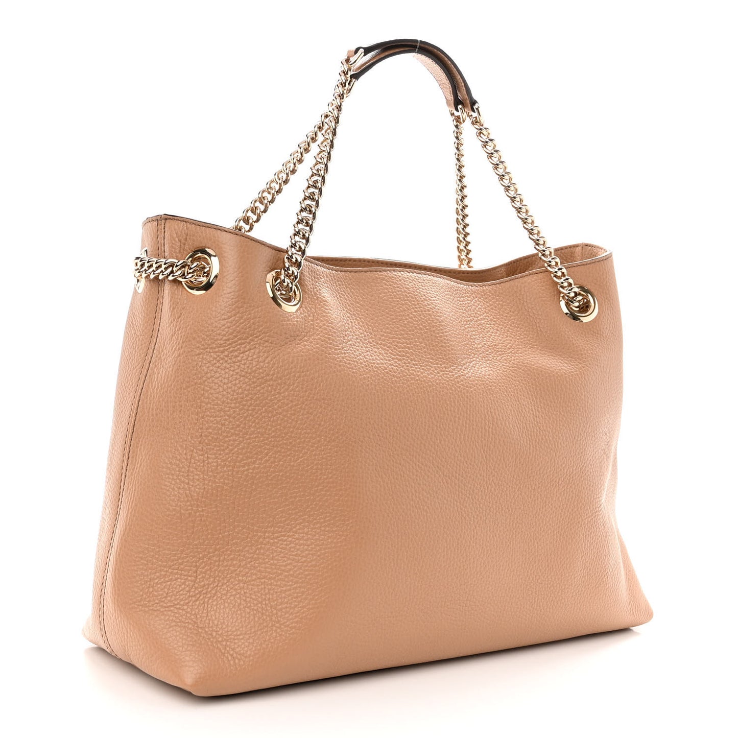 Pebbled Calfskin Medium Soho Chain Shoulder Bag Camelia