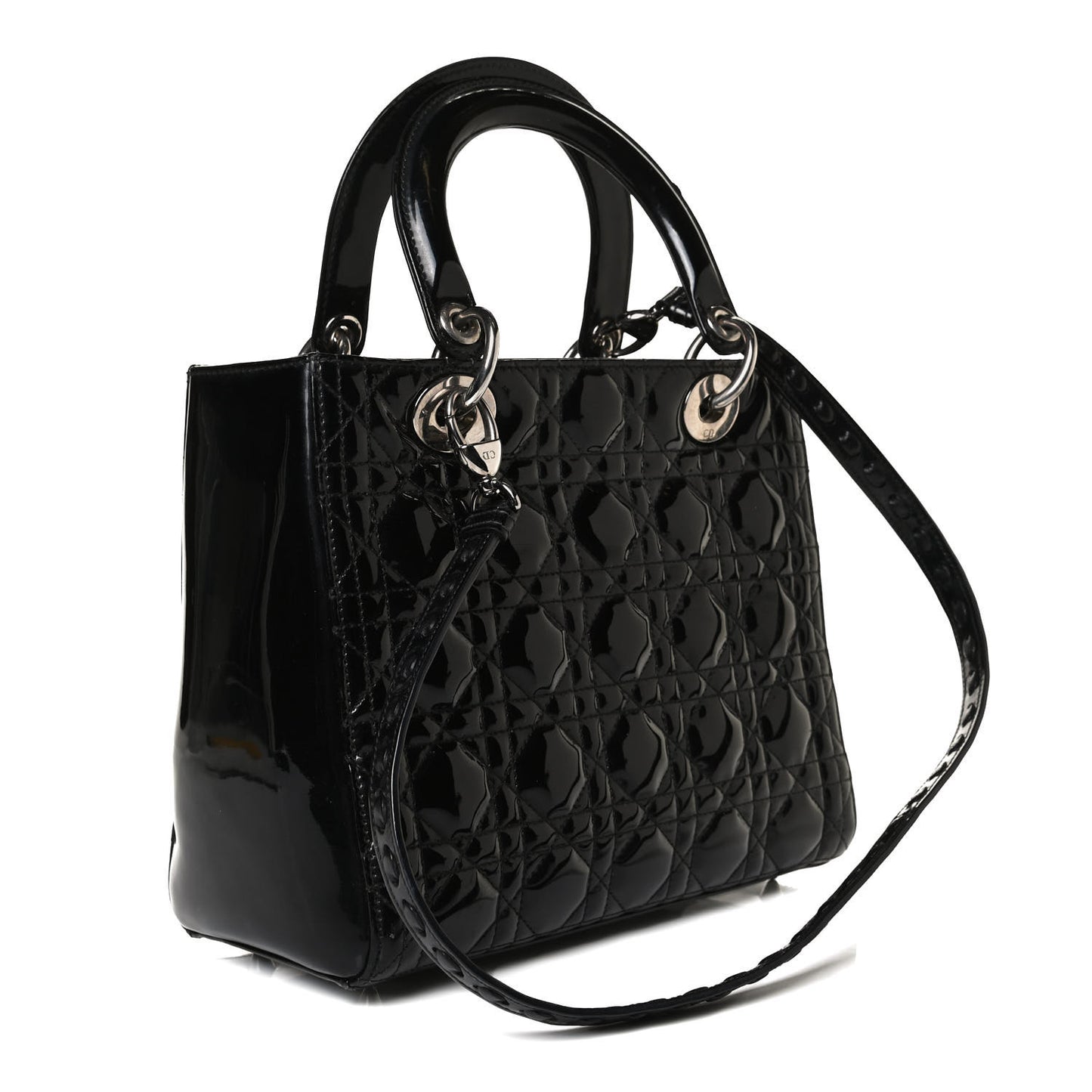Patent Cannage Medium Lady Dior Black