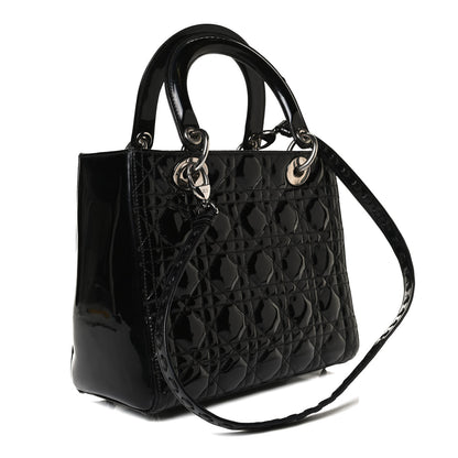 Christian Dior Patent Cannage Medium Lady Dior Black 3 of 16