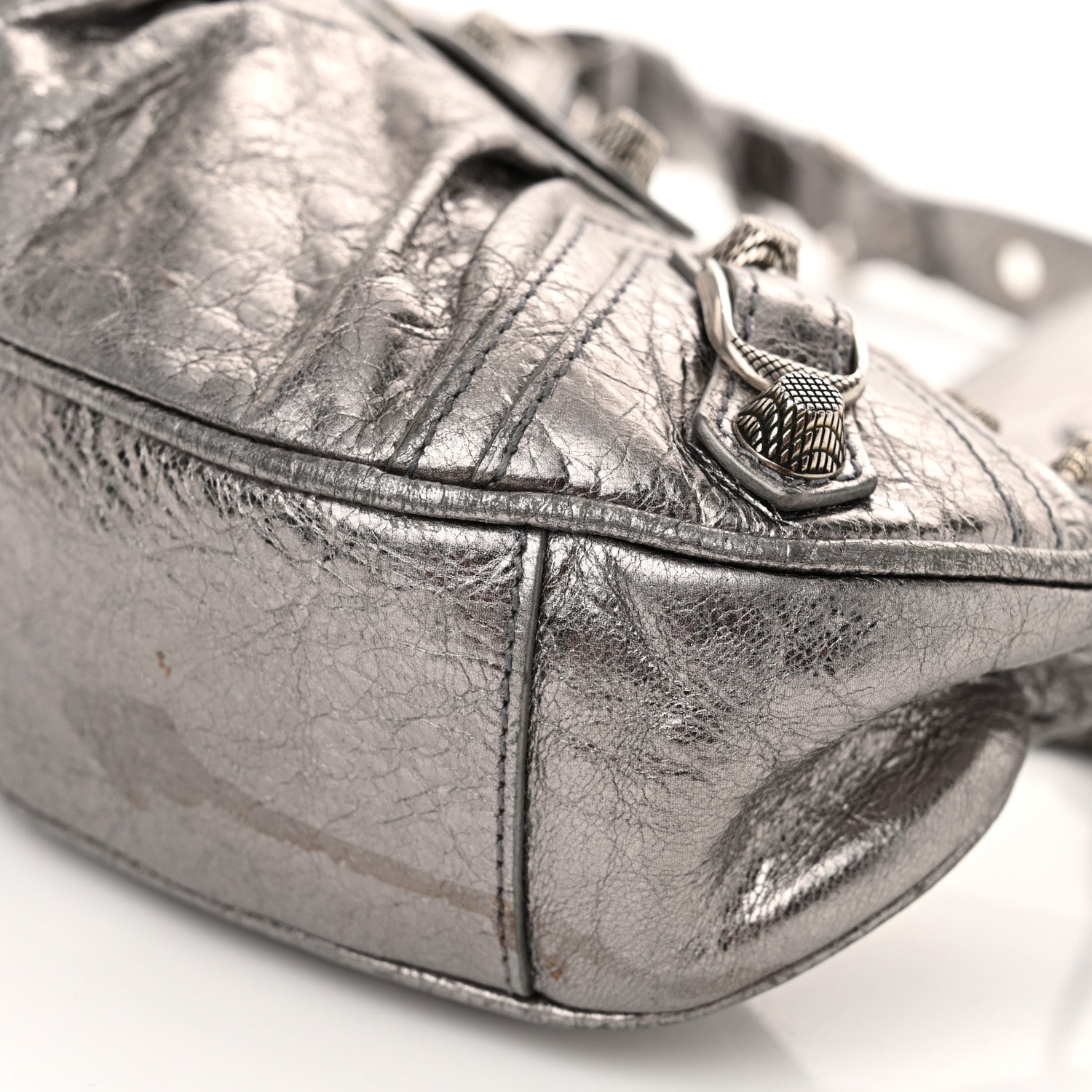 Balenciaga Metallic Agneau Arena Le Cagole Shoulder Bag XS Silver 10 of 12