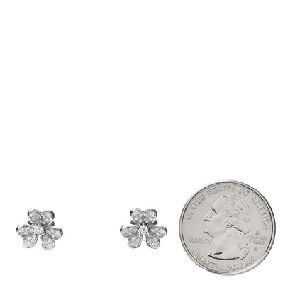 Van Cleef & Arpels 18K White Gold Diamond Mini Frivole Pave Earrings 2 of 4