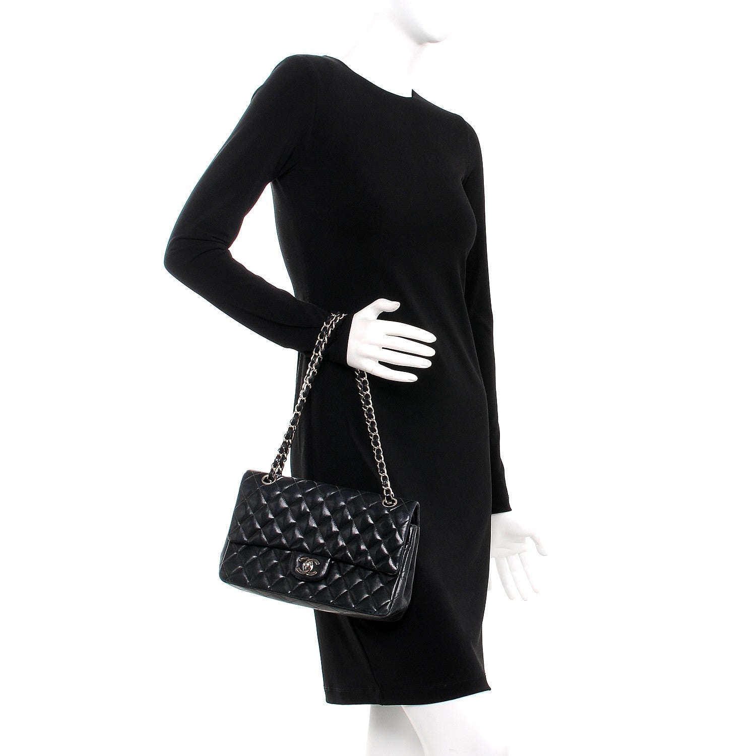 Chanel Lambskin Quilted Medium Double Flap Black 2 of 21