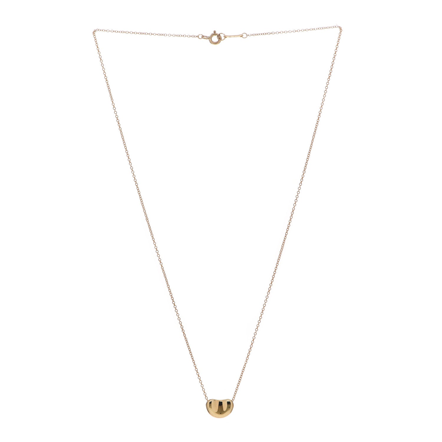 Tiffany 18K Yellow Gold 9mm Elsa Peretti Bean Pendant Necklace 3 of 6
