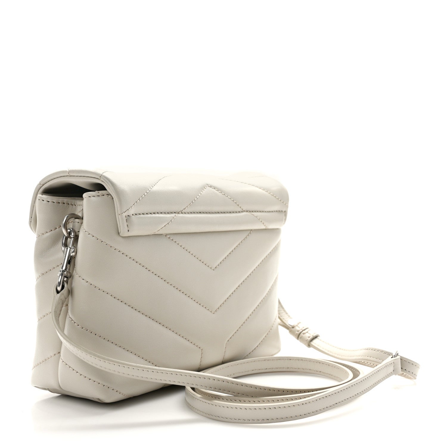 Saint Laurent Calfskin Y Quilted Monogram Toy Loulou Crossbody Bag Crema Soft 2 of 12