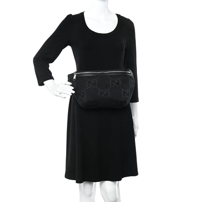 Gucci Monogram Jumbo GG Textured Dollar Calfskin Web Belt Bag Black 2 of 10