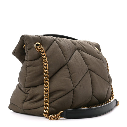 Saint Laurent Canvas Quilted Small Loulou Puffer Monogram Chain Satchel Military Green 3 of 10